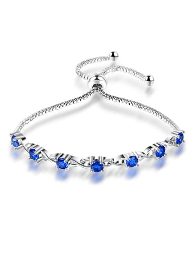 Adjustable Length Blue Zircon Geometric Shaped Bracelet