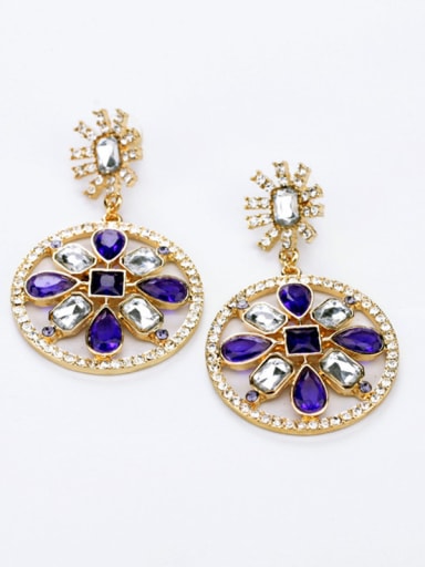 Purple Stones Round drop earring