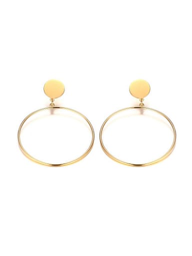 Fashionable Gold Plated Round Shaped Big Drop Earrings