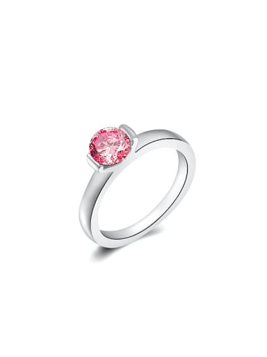 Elegant Pink Round Shaped Swiss Zircon Ring