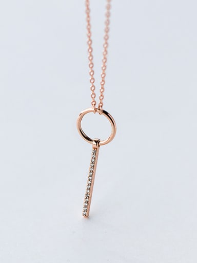 Elegant Rose Gold Plated Round Shaped S925 Silver Necklace