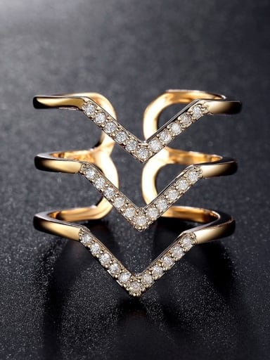 Copper With Cubic Zirconia  Hip Hop Irregular Stacking Free size Rings