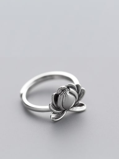Temperament Adjustable Flower Shaped S925 Silver Ring