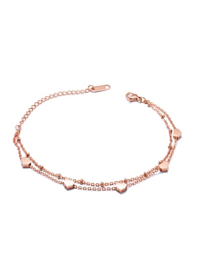 Simple Two-layer Tiny Heart Rose Gold Plated Bracelet