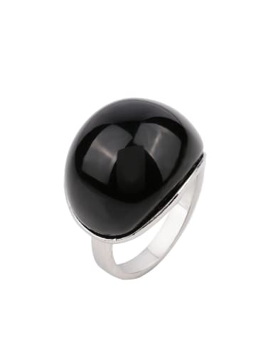 Simple Personalized Black Resin stone Alloy Ring
