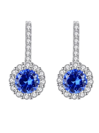 925 Sterling Silver With Cubic Zirconia Cute Round Stud Earrings