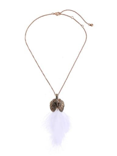 Swan Feather Pendant Sweater Necklace