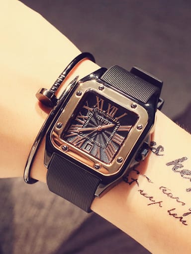 GUOU Brand Roman Numerals Square Lovers Watch