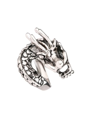 Personalized Dragon Antique Silver Plated Alloy Ring