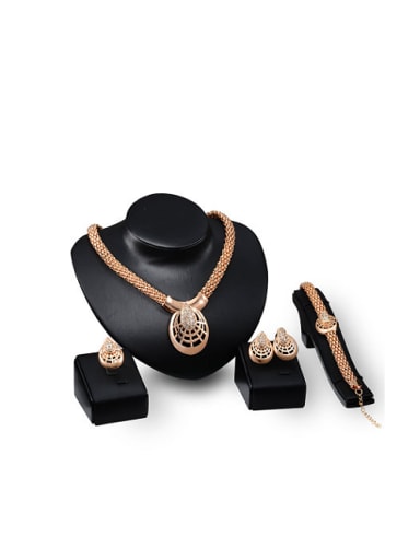 Alloy Imitation-gold Plated Fashion Spider-web shaped CZ Four Pieces Jewelry Set