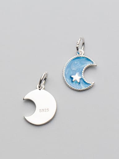 custom 925 Sterling Silver With Silver Plated Fashion Moon Charms