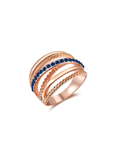 Fashion Multi-layer Rose Gold Plated Rhinestones Ring