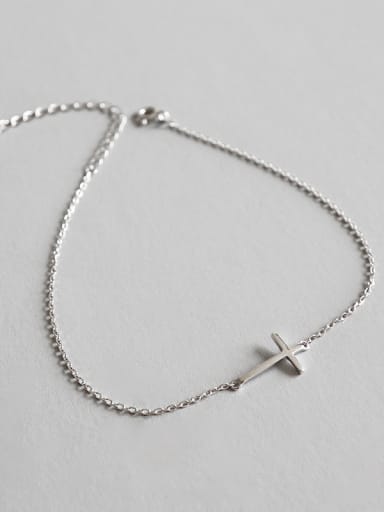 925 Sterling Silver With White Gold Plated Classic Cross Bracelets