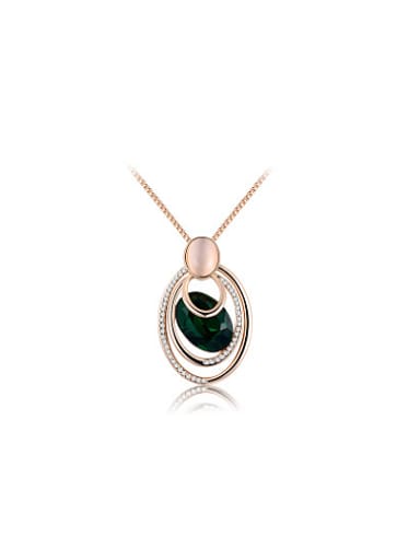 Green Oval Shaped Austria Crystal Necklace