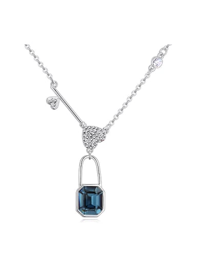 Personalized Lock Key Pendant austrian Crystals Alloy Necklace