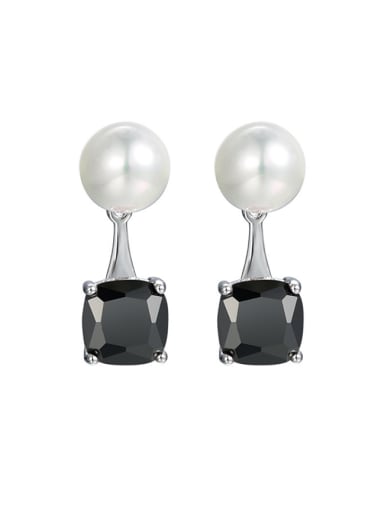 Copper Alloy White Gold Plated Pearl Zircon Creative Multiuse stud Earring