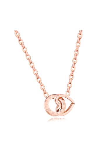 Simple Hollow Round Heart Rose Gold Plated Necklace