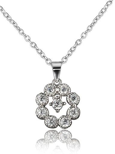 Exquisite 18K White Gold Plated Flower Zircon Necklace