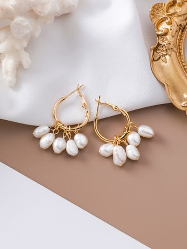 Alloy With Gold Plated Fashion  Imitation Pearl Charm Earrings