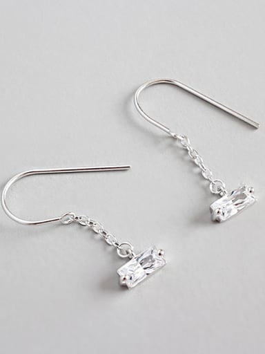 Sterling silver simple hand-stitched zircon earrings