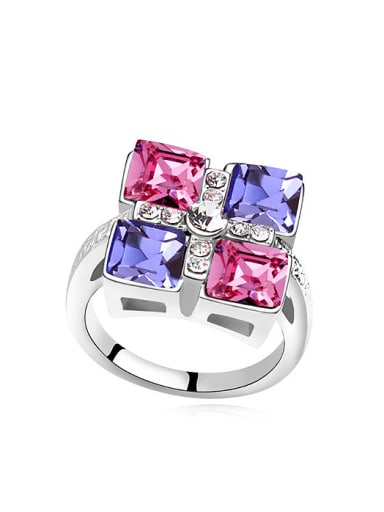 Exaggerated Square austrian Crystals Alloy Ring