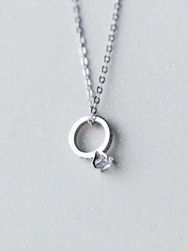 S925 silver mini ring shape zircon necklace