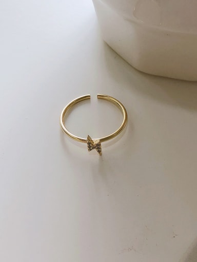 925 Sterling Silver With Gold Plated Simplistic Irregular Free Size  Rings