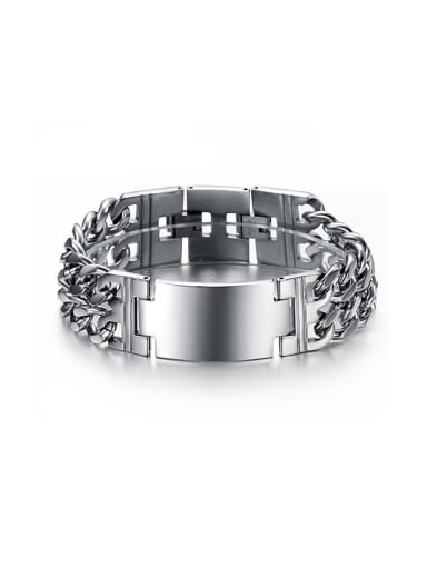 Personalized Simple Two-band Titanium Smooth Bracelet