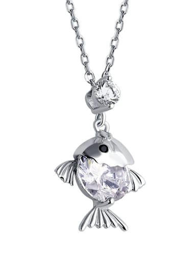 925 Sterling Silver With  Cubic Zirconia Personality goldfish Necklaces