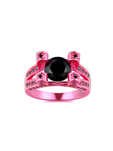 Creative Pink Double Layer Zircon Copper Ring