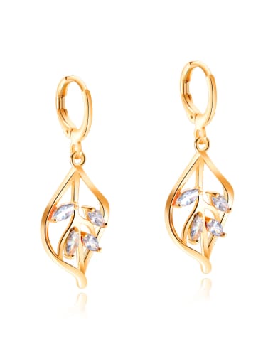 Copper With 18k Gold Plated Fashion Leaf Earrings