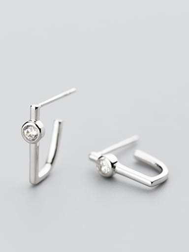 Temperament Letter U Shaped Zircon Clip Earrings