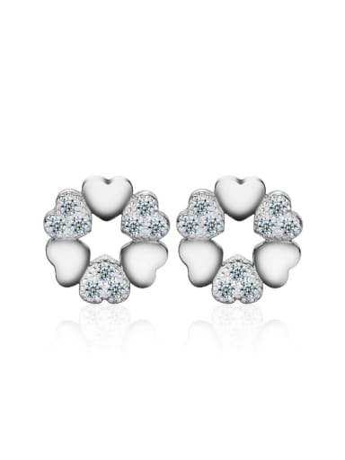 Love Heart Flower Zircons Stud Earrings