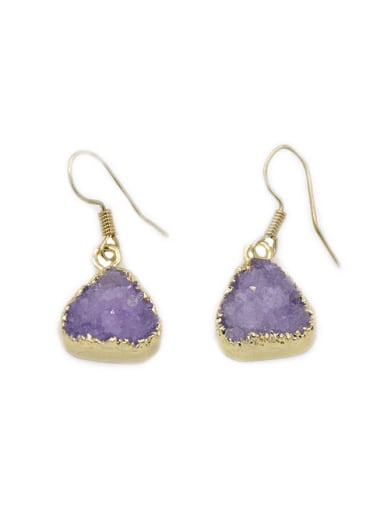 Fashion Natural Purple Crystal Gold Plated Earrings