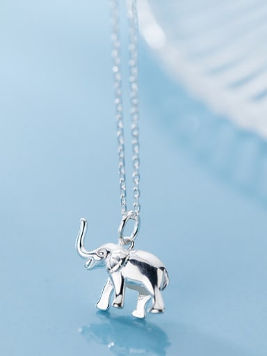 925 Sterling Silver With Silver Plated Cute Animal Elephant Necklaces