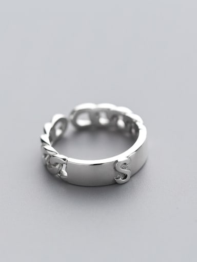 Fashionable Letter S Shaped Open Design S925 Silver Ring