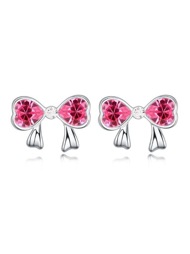 Exquisite Heart austrian Crystals Bowknot Alloy Stud Earrings