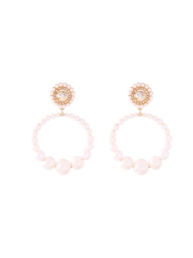 Elegant Temperament Circle Pearl Women Drop Earrings