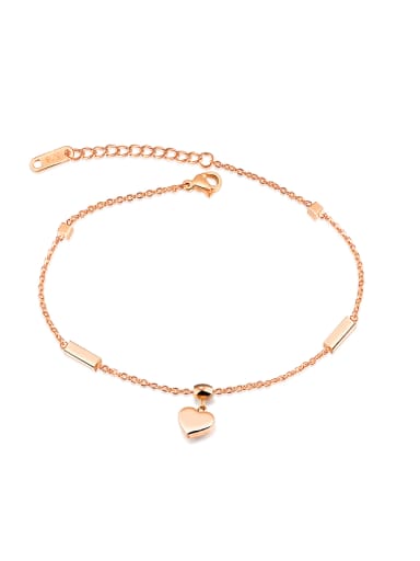 Simple Little Heart Rose Gold Plated Anklet