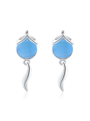 Blue Fox Shaped Opal Stone Stud Earrings