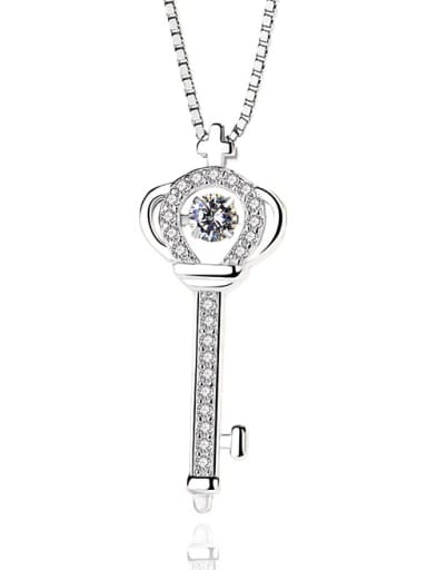 Fashion Shiny Zirconias-studded Crown-key 925 Silver Pendant