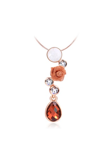 Orange Water Drop Shaped Glass Stone Necklace
