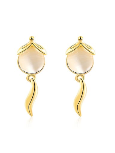 Creative Gold Plated Fox Shaped Opal Stone Earrings