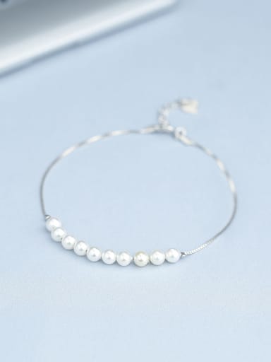 Women Temperament 925 Silver Pearl Bracelet