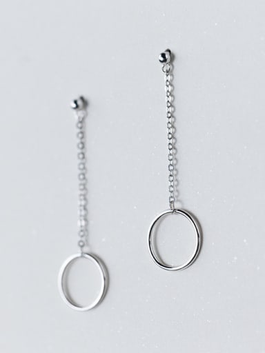 Temperament Round Shaped S925 Silver Drop Earrings