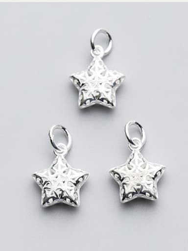 925 Sterling Silver With Silver Plated Fashion Hollow Pentagram star Charms