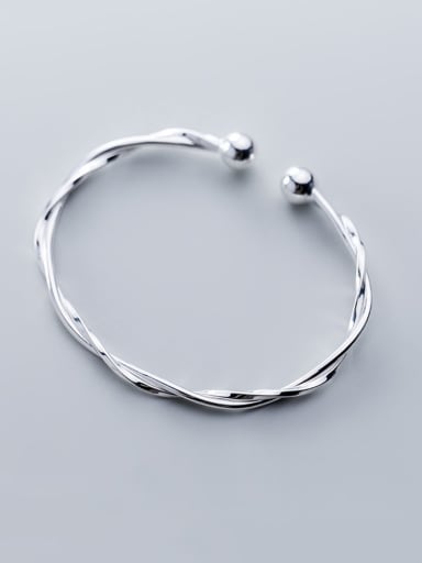 S990 pure silver  With Platinum Plated Simplistic Irregular Bangles
