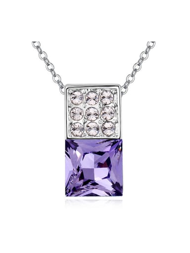 Simple Square austrian Crystal Pendant Alloy Necklace