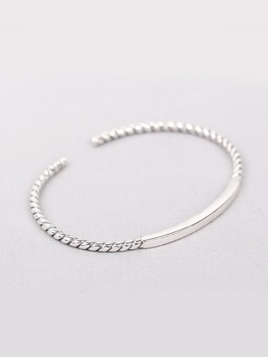 Simple Silver Opening Twisted Bangle