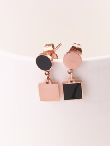 Round Square Simple Temperaments Earrings